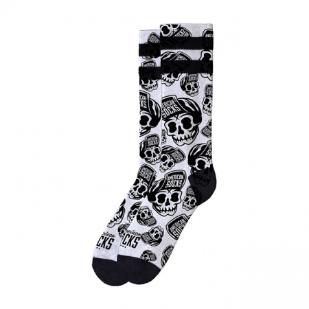 AMERICAN SOCKS SIGNATURE SKATER SKULL, DOUBLE BLACK STRIPED