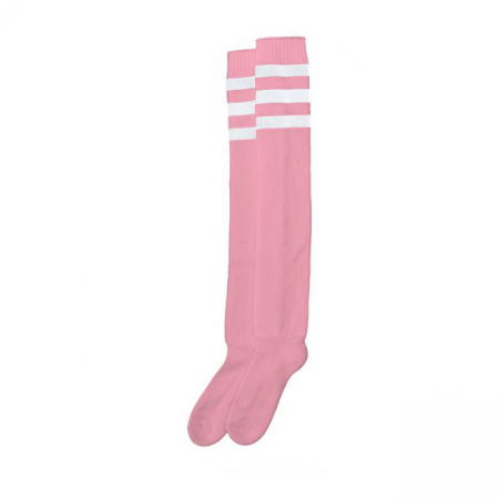 AMERICAN SOCKS ULTRA HIGH BUBBLEGUM, TRIPLE WHITE STRIPED