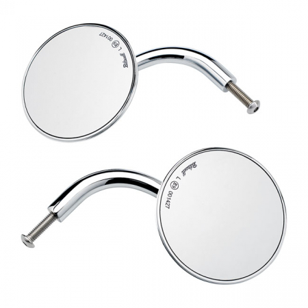 BILTWELL UTILITY ROUND MIRROR SHORT STEM CHROME ECE APPR.