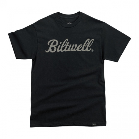 BILTWELL SCRIPT GREY T-SHIRT BLACK