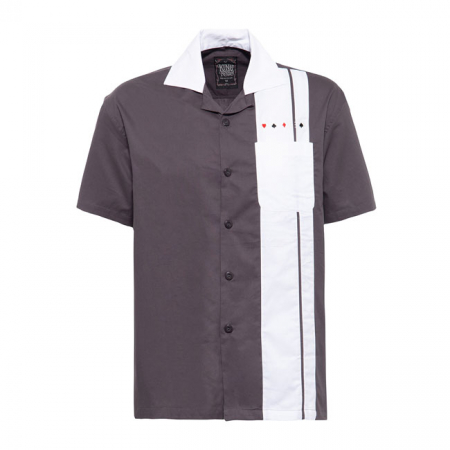 KING KEROSIN BOWLING-SHIRT RACING ANTHRACITE/OFFWHITE