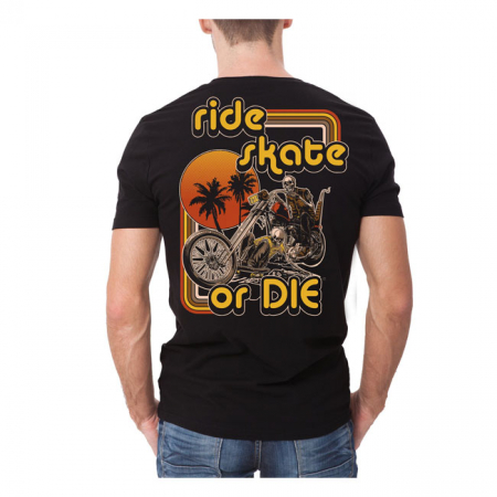 DOWN-N-OUT RIDE SKATE OR DIE T-SHIRT BLACK