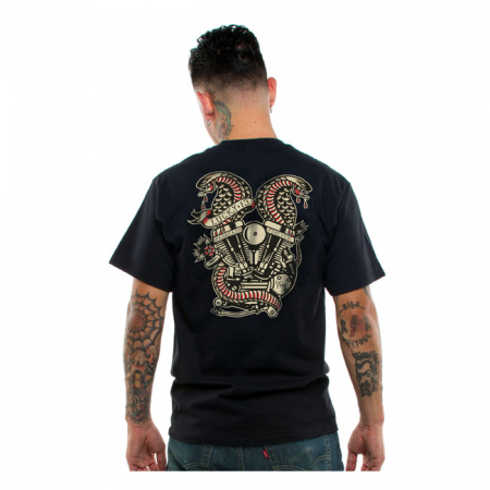 LUCKY 13 TWIN COBRAS T-SHIRT BLACK