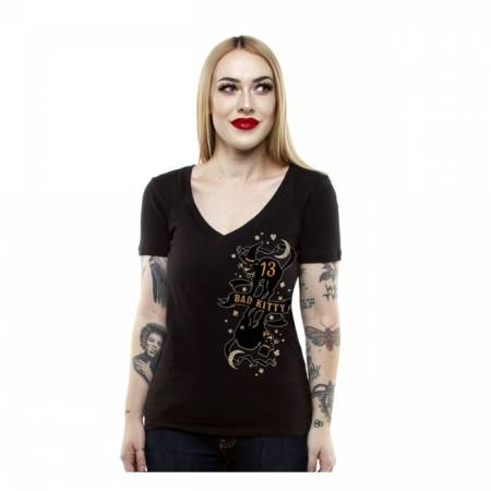 LUCKY 13  BAD KITTY T-SHIRT BLACK