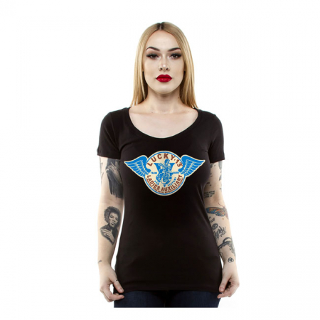 LUCKY 13 LADIES AUXILIARY T-SHIRT BLACK