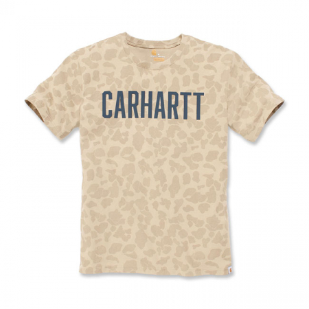 CARHARTT T-SHIRT CAMO BLOK LOGO DARK KHAKI DUCK CAMO