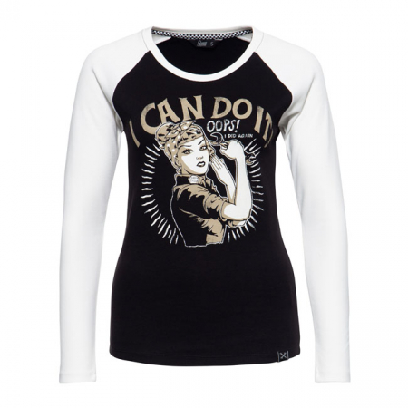 QUEEN KEROSIN I CAN DO IT RAGLAN LONGSLEEVE BLACK/WHITE