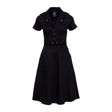 QUEEN KEROSIN SWING WORKER DRESS BLACK/RINSED WASH