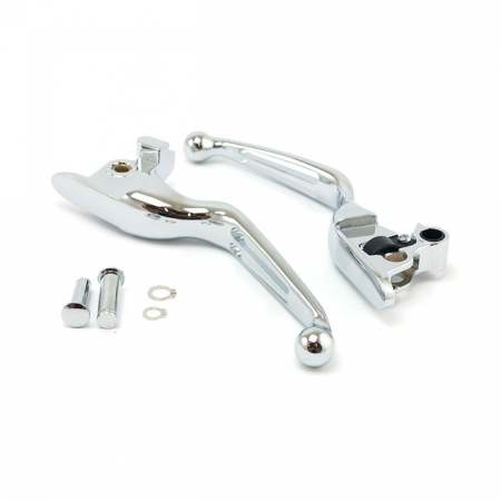 HANDLEBAR LEVER KIT, 2 SLOT WIDE BLADE. CHROME