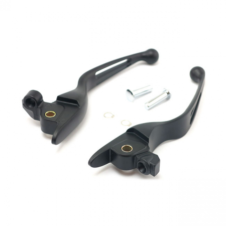 HANDLEBAR LEVER KIT, 2-SLOT WIDE BLADE. BLACK