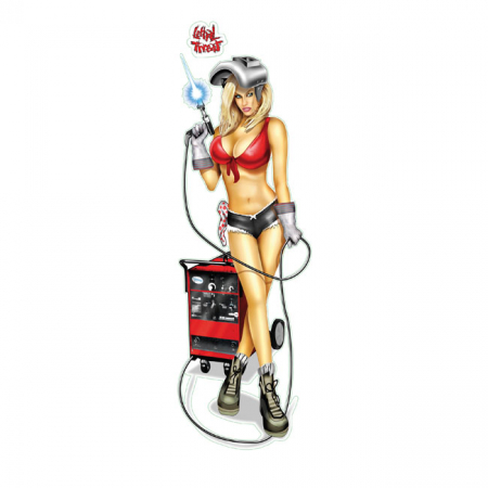 LT RED WELDING BABE DECAL