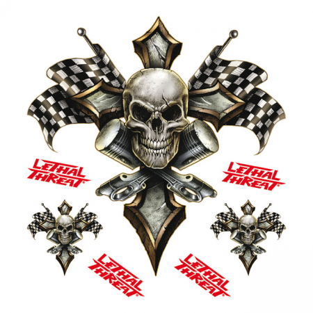 LT GOLD PISTON SKULL DECAL