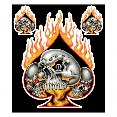 LT FLAMING SKULL SPADE DECAL