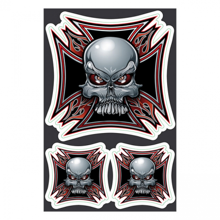 LT MALTESE CROSS SKULLS DECAL