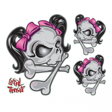 LT PINK RIBBON SKULL DECAL