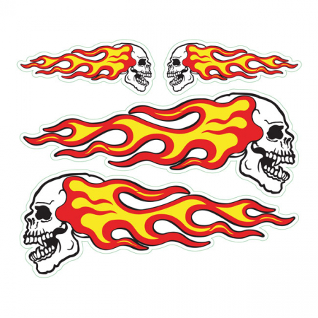 LT FLAMING SKULLS DECAL