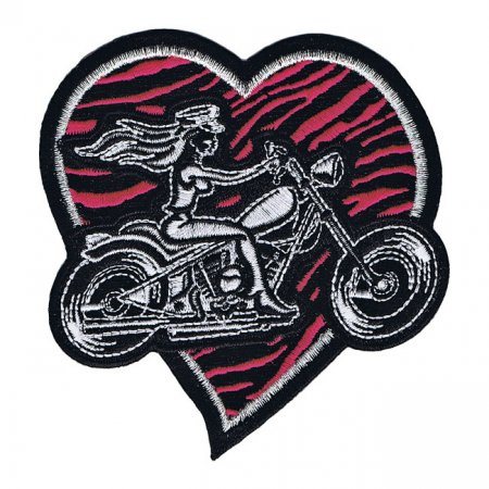 LT PINK HEART BIKER PATCH