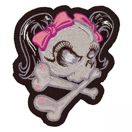 LT PINK RIBBON SKULL PATCH