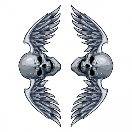 LT MINI DECAL WINGED SKULL