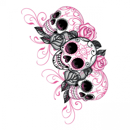 LT MINI DECAL DAY OF THE DEAD GIRL SKULL