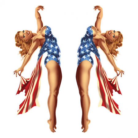 LT MINI DECAL USA PIN UP GIRL