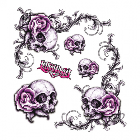 LT FLORAL ROSE SKULL DECAL