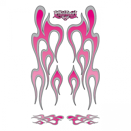 LT GLITTER DECAL HOT ROD FLAMES PINK