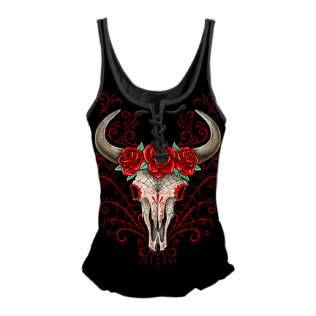 LT DOD WESTERN SKULL TANK TOP BLACK