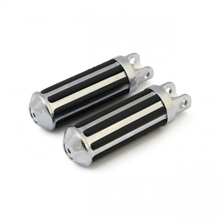 RAIL FOOT PEGS LARGE DIAMETER. CHROME W/RUBBER INLAYS