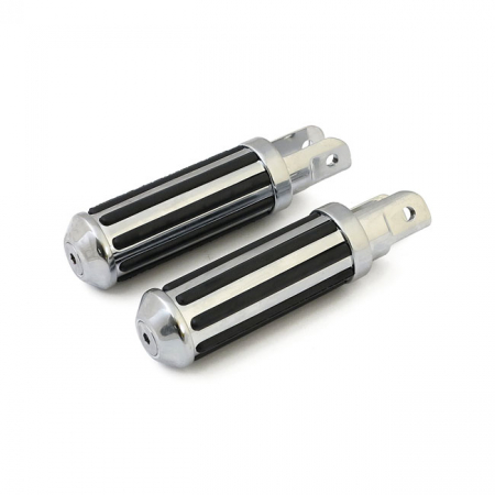 RAIL FOOT PEGS SMALL DIAMETER. CHROME W/RUBBER INLAYS