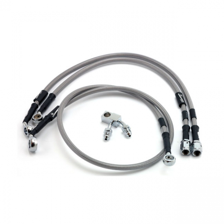 GOODRIDGE BRAKE LINE FRONT, STAINLESS CLEAR COATED