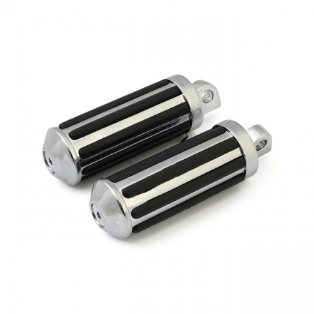 RAIL FOOT PEGS LARGE DIAMETER. CHROME W/RUBBER INLAYS