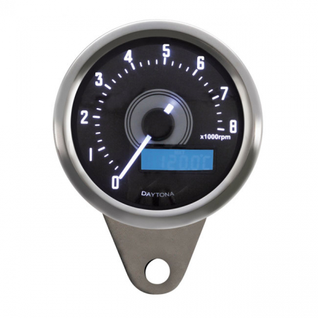 VELONA 60MM TACHOMETER 8000RPM, POLISHED STAINLESS