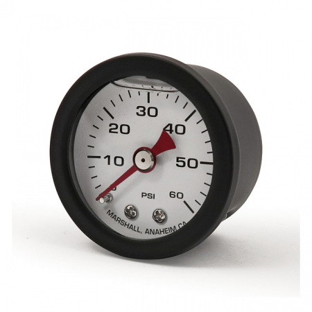 MARSHALL OIL PRESSURE GAUGE, 0-60 PSI. BLACK HOUSING