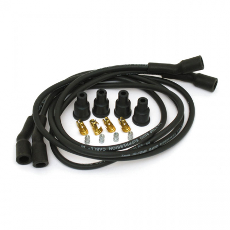 DYNA, SPARK PLUG WIRE SET 7MM BLACK