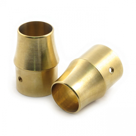 PAUGHCO, BRASS EXHAUST TIP SET. 1-3/4". LONG CURVE