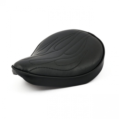 FITZZ, CUSTOM SOLO SEAT. BLACK FLAME. SMALL. 6CM THICK