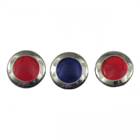 REPLACEMENT LENS SET, FOR 3-LIGHT (62-67) DASH. RED & BLUE