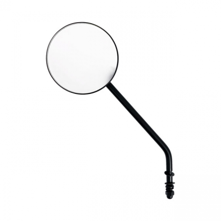 STEEL 4" ROUND MIRROR. BLACK, LONG STEM