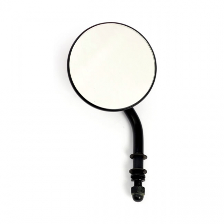 STEEL 3" ROUND MIRROR. BLACK, SHORT STEM