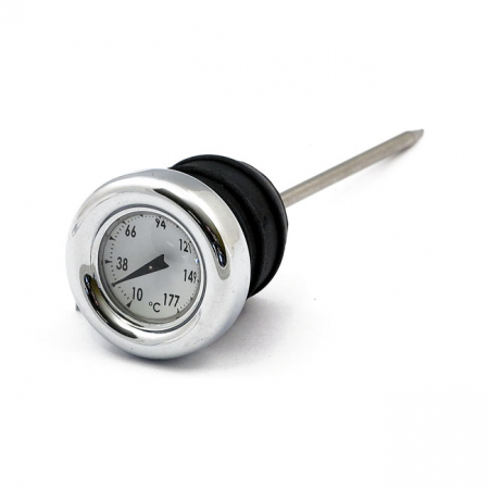 OIL TANK DIPSTICK WITH TEMPERATURE GAUGE. CHROME WHITE FACE