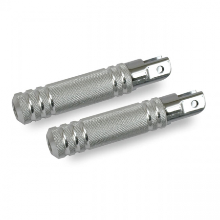 KNURLED ALUMINUM FOOT PEGS. SMALL DIAMETER. POLISHED