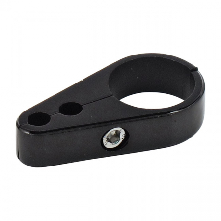 2-PIECE FRAME CABLE CLAMP. THROTTLE/IDLE. BLACK