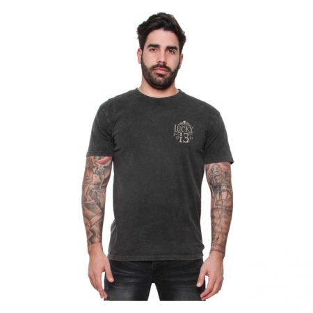 LUCKY 13 DEAD SKULL T-SHIRT WASHED BLACK