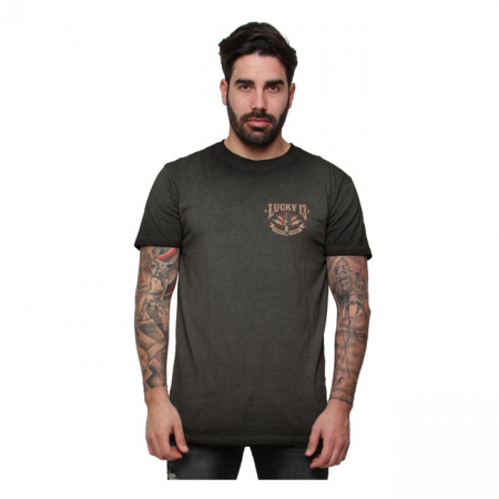 LUCKY 13 AMPED T-SHIRT WASHED BLACK