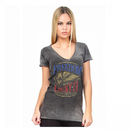 LUCKY 13 FREEDOM WHEEL T-SHIRT WASHED GREY