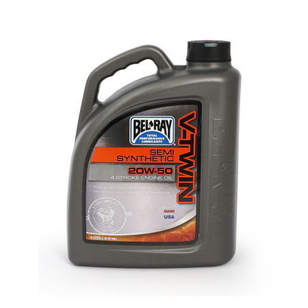 BEL-RAY V-TWIN SEMI-SYNTHETIC MOTOR OIL, 20W50. 4L