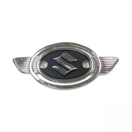 SUZUKI FUEL TANK EMBLEM, SILVER/BLACK