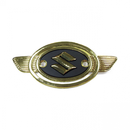 SUZUKI FUEL TANK EMBLEM, GOLD/BLACK