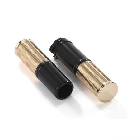 KUSTOM TECH, FL HANDLEBAR GRIP SET. BLACK ALU/POLISHED BRASS